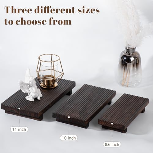 Bathroom Sink Tray Wood Riser Display Kitchen Decor Soap Holder, Dark Brown
