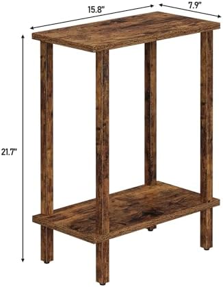 TUTOTAK Narrow Side Table, 2-Tier Small End Table for Couch