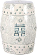 JONATHAN Y Double Happiness Ceramic Garden Stool 18" Table, Gray Blue/White