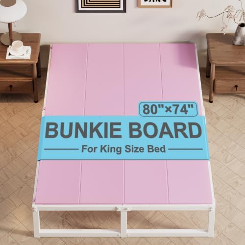 Lutown-Teen Bunkie Board King High-Density Polymer Bed Support, Pink