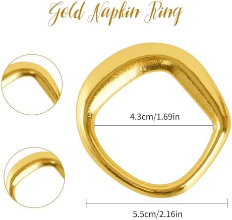 APTWOW Gold Napkin Rings Set of 6, Tetragonum Metal Gold Napkin Holder Buckles, Fall Thanksgiving Christmas Napkin Rings, Napkins Rings for Dinner Table Decor