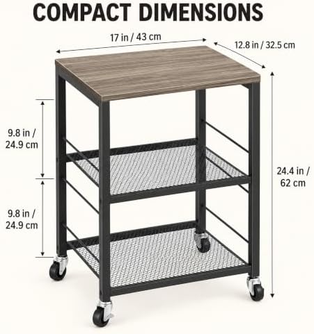 Grey End Table, Wood Coffee Table Stand, Nightstand with Storage Shelves