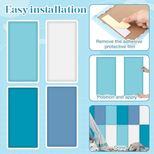 Hahafelt 8 Pack Wall Padding Headboard 23.62" x 11.81" x 1.18" Blue Colors