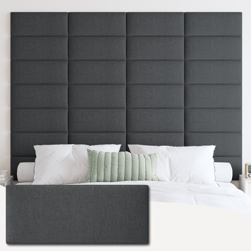 IFNOW Wall Mounted Headboard, Peel and Stick Panels, Black, King