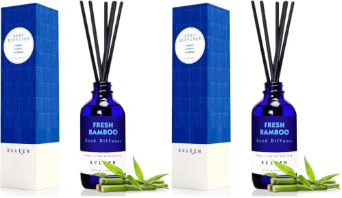 Xcleen Reed Diffuser, Fresh Bamboo Scented Diffuser with Sticks, Home Fragrance Aromatherapy Oil Diffuser for Bathroom Office Decor (Pack of 2)