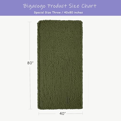 Bigacogo Chunky Knit Throw Blanket for Couch, 40x80 inches, Yellow Green