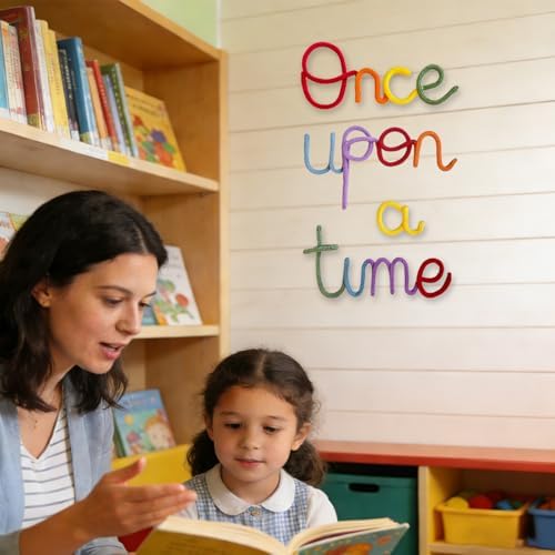 Once Upon A Time Sign Nursery Wall Decor Reading Knitted Wire Word Sign