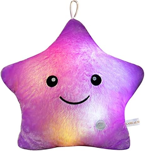 Twinkle Twinkle Little Star Pillow,Cute Plush Pillows for Kids Pillows Decorative Lighted Up Toy and Glowing Pillow Gifts,Girls Stuffed Animal Shaped Throw Pillows Doll,Purple