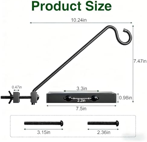 2 Pack 12Inch Deck Hook Deck Bird Feeder Hanger for Railing, 22lbs Capacity