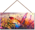 Personalized Colorful Butterfly Sign Room Door Decor For Girls Bedroom Kids Baby Nursery Wall Decor Custom Name Art Wooden Plaque