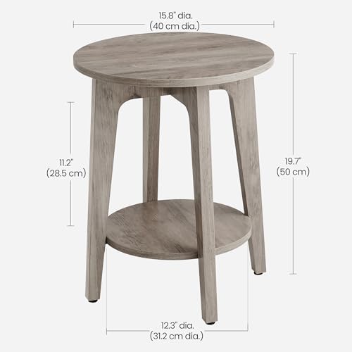 VASAGLE Round Side Table with Lower Shelf, End Table for Small Spaces