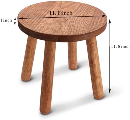 Solid Wooden Stool,Plant Stand,Step Stool,Light Walnut,11.8" H