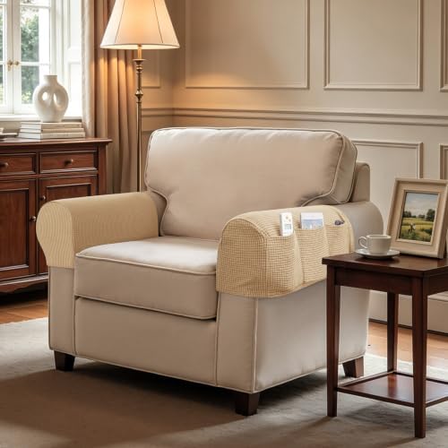 SUBRTEX Stretch Couch Arm Covers Set of 2, Non-Slip Sofa Armrest Slipcovers