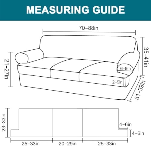 Turquoize 4 Piece T Cushion Sofa Slipcovers Stretch Couch Cover Furniture Covers with 3 Individual T Cushion Covers, Machine Washable (3 Cushion Sofa, Burnt Brick)