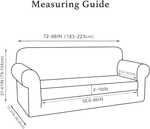 Turquoize Stretch Sofa Slipcover 2 Pieces Sofa Cover Couch Cover for 3 Cushion Couch Washable Furniture Protector Covers with Elastic Bottom Feature Thick Jacquard Fabric (Sofa, Olive)