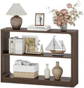 FATORRI Console Table with 3-Tier Storage Shelves, Rustic Farmhouse Sofa Tables for Behind Couch, Wooden Narrow Entryway Table for Living Room, Hallway (Dark Walnut)