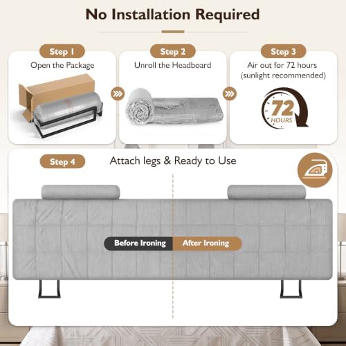 King Headboard with 2 Headrests, Memory Foam Upholstered Headboard