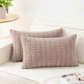 Pack of 2 Corduroy Decorative Throw Pillow Covers 12x24 Inch, Light Brown