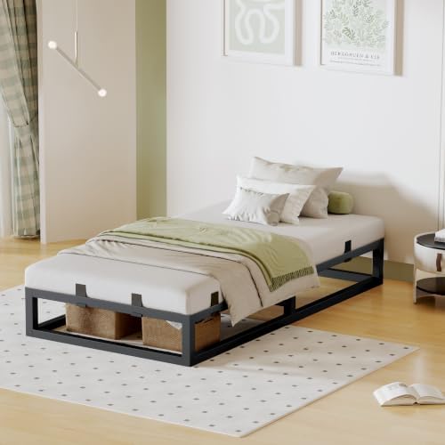Twin Bed Frame 6 Inch,Metal Heavy Duty Platform Upgrade Low Profile Bed