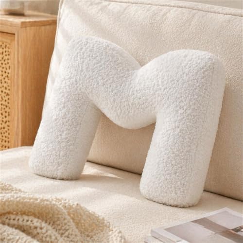 Letter Plush Pillow, Letter Hugging Throw Pillows, Decorative Initial Letter Shaped Throw Pillows for Bed Couch, Letter Pillows English Alphabet A to Z for Sofa Bedroom Living Room Decor (M)