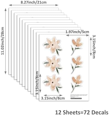 Boho Daisy Floral Wall Decals for Girls Room, Peel and Stick