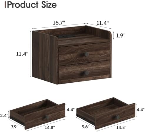 Floating Nightstand Set of 2 with 2 Storage Drawers and Charging Station