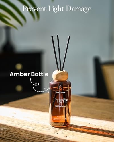 M&SENSE Reed Diffuser, Sandalwood Vanilla, 6.3 oz Natural Essential Oil
