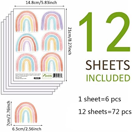 Small Pastel Rainbow Wall Decals for Playroom, Peel and Stick