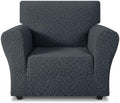 ZNSAYOTX 1 Piece Stretch Chair Cover with Arms (34"-44"), New Plaid Armchair Cover with Elastic Band for Living Room, Ultimate Soft Cozy Washable Chair Slipcover Form Fit Protector, Dark Grey