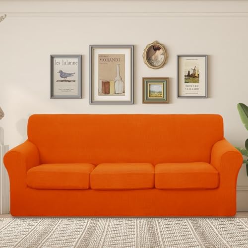 U-NICE HOME 4 Pieces Stretch Couch Cover Sofa Slipcover, Orange
