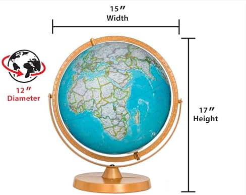 Pioneer Illuminated 12" Diameter Globe, USA Cartography with Sturdy Metal Base. Get a closer look at the world, thanks to the gyro-matic mounting that swings up or down to bring any area into closer view. Vivid colors help to easily distinguish politic...