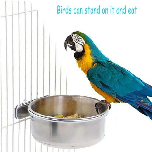 PINVNBY 2PCS Stainless Steel Bird Food Bowl Parrot Bird Dishes for Cage
