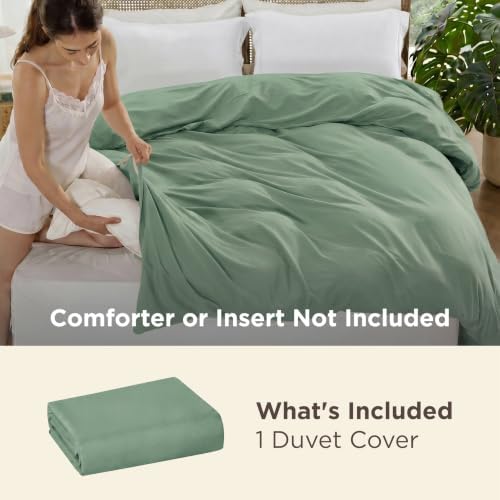 Bedsure Duvet Cover Queen Size, 1Pc Soft Double Brushed Bedding, Sage Green