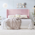 SHA CERLIN King Corduroy Platform Bed with Tufted Wingback Headboard, Pink