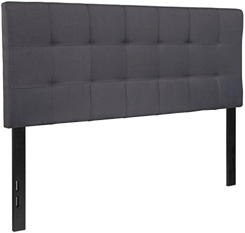 EMMA + OLIVER Dark Gray Full Quilted Tufted Headboard