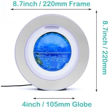 Levitation Floating Globe 4inch Rotating Magnetic Mysteriously Suspended In Air World Map Home Decoration Crafts Fashion Holiday Gifts (Blue)