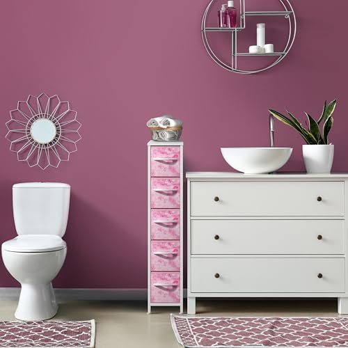 Sorbus 5-Drawer Narrow Dresser for Bedroom (Tie Dye Pink)