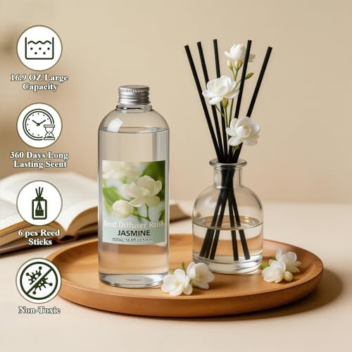 STRN Reed Diffuser Oil Refill, Jasmine Scent Diffuser Refill 16.9 Fl Oz