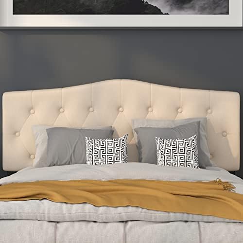 Flash Furniture Cambridge Tufted Upholstered Queen Size Headboard in Beige Fabric
