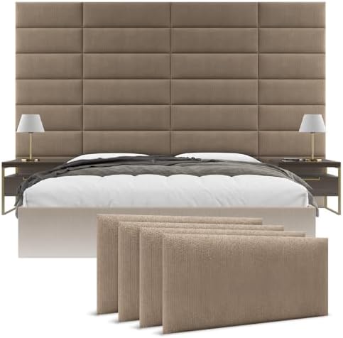 Vänt Wall Mounted Headboard Panels, Queen/Full, Ribbed Taupe