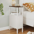 Veegle Narrow Nightstand,Skinny Slim End Side Table(White)