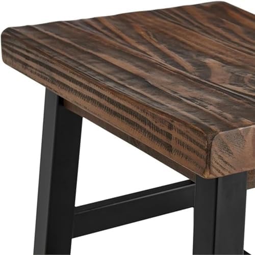 Alaterre Furniture Pomona Solid Wood Bar Stool Set of 2, Brown/Black, 26”