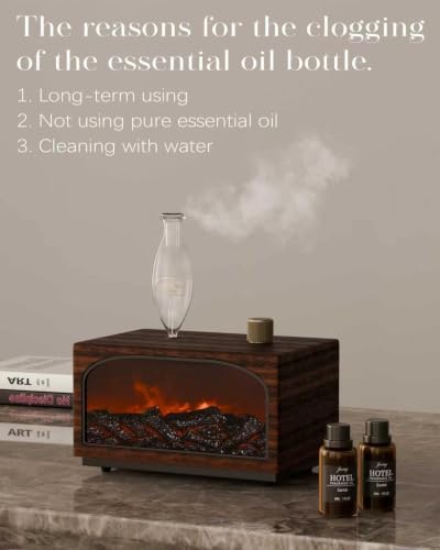 Waterless Oil Diffuser, Fireplace Flame Model, 3 Color Light with Bulb