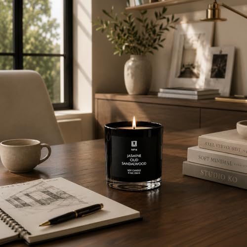 Lulu Candles White Jasmine & Green Tea Scented Soy Blend Jar Candle, 9 Oz.