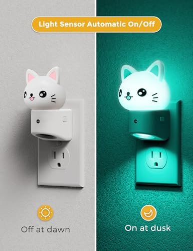 L LOHAS LED Night Light for Kids, 3D Cat Night Light Plug in
