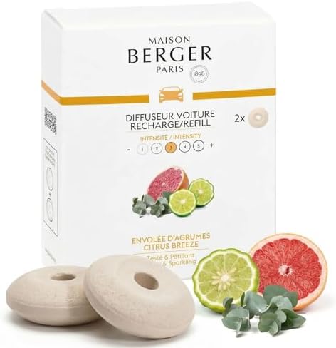 MAISON BERGER Car Diffuser Refill Set, Citrus Breeze