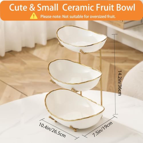 3 Tier Fruit Basket, Ceramic Fruit Bowl for Kitchen Counter 8
