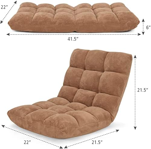 S AFSTAR Cushioned Floor Chair, 14-Position Adjustable Padded Lazy Recliner with Comfortable Back Support and Skin-Friendly Cover, Great for Reading, Playing Game, Meditating (Beige)