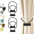 Hion Magnetic Curtain Tiebacks Black 4pcs, Curtain Holdbacks Hooks Holders