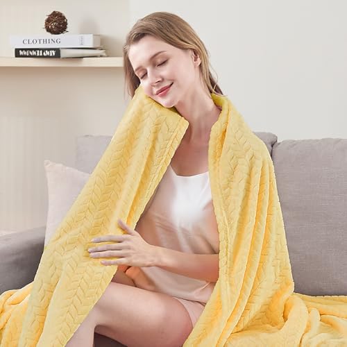 inhand Champagne Gold Fleece Throw Blanket for Couch, Super Soft Flannel Blanket, Lightweight Fuzzy Blankets Sofa Bed Office, Washable Cozy Plush Fleece Blankets&Throw for All Season(50x60 Inches)